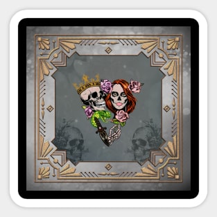 skeleton couple with roses Sticker